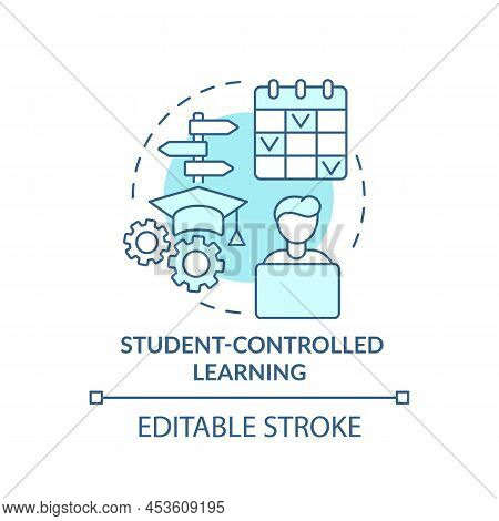 Student Controlled Learning Turquoise Concept Icon. Student Centered Method. Education Abstract Idea