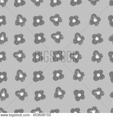 Seamless Pattern With Hand Drawn Viola Flowerheads For Surface Design And Other Design Projects
