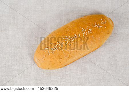 Milk Plain Long John Buns Bread With Copy Space For Text