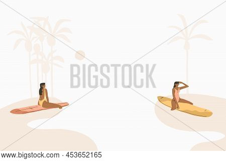 Hand Drawn Vector Abstract Stock Graphic Summer Time Cartoon, Minimalistic Style Illustrations Print