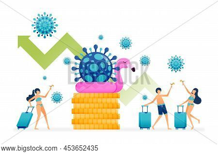 Illustration Design Of Holiday Trend Increasing In Covid-19 Virus Pandemic. Omicron And Deltacron Va
