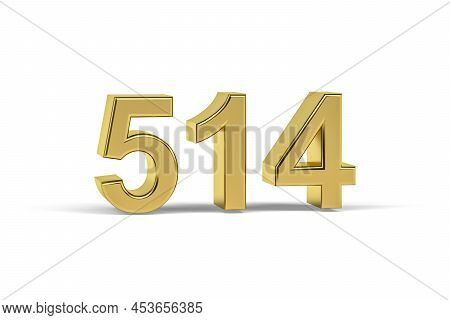 Golden 3d Number 514 - Year 514 Isolated On White Background - 3d Render