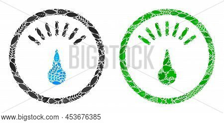 Nature Gauge Icon Mosaic Of Floral Leaves In Green And Natural Color Shades. Ecological Environment 