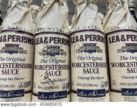 Grovetown, Ga Usa - 02 15 22: Retail Store Lea And Perrins Worcestershire Sauce In A Bottle