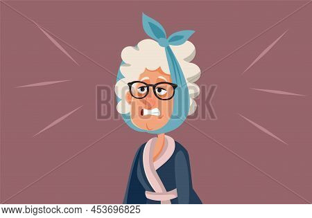 Senior Woman Suffering From Toothache Vector Cartoon Illustration