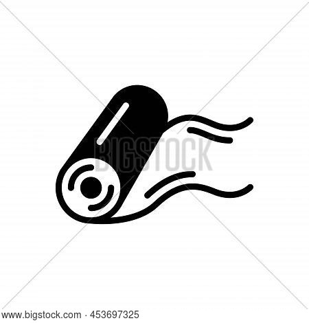 Black Solid Icon For Rolled Products Iron Wrap Textile Sheet Roll-up Metal Object Fabric Scroll