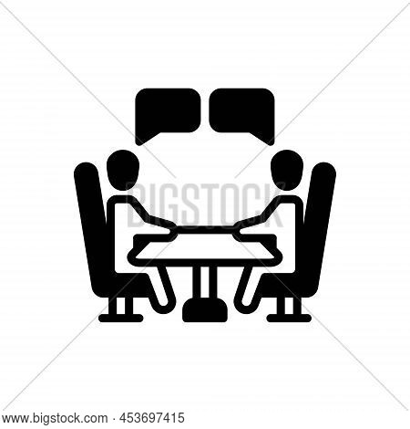 Black Solid Icon For Negotiation Discussion Talk Parley Agreement Deal Revise Meeting Conversation