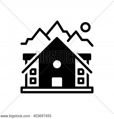 Black Solid Icon For Lodge Stay Remain Live Bide Live-in Cottage Dormitory Shelter Home House Reside