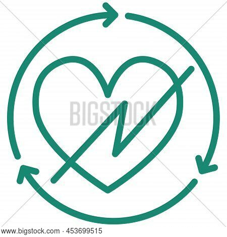 Heart With Lightning Inside Circular Arrow. The Concept Of Improving Viability And Recovery. Turquoi