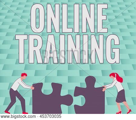 Sign Displaying Online Training. Business Approach Take The Education Program From The Electronic Me