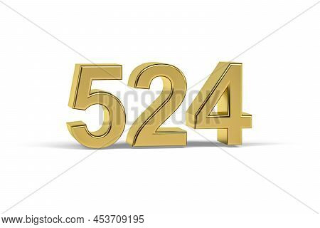 Golden 3d Number 524 - Year 524 Isolated On White Background - 3d Render