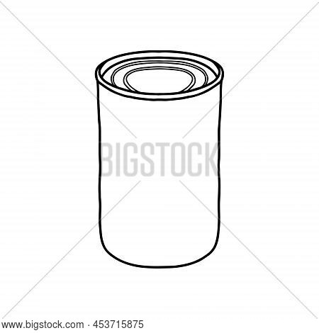 Metal Can Mockup. Vector Illustration Of Package For Food. Line Design Icon.