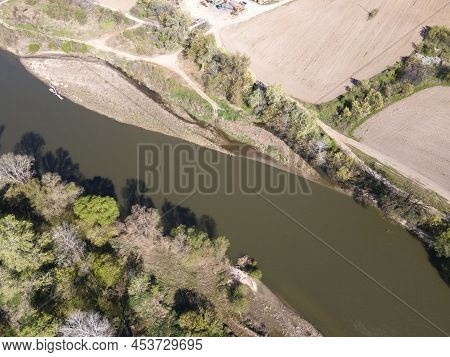 Aerial View Of Chepelarska River, Pouring Into The Maritsa River, Bulgaria