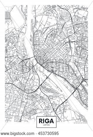 City Map Riga, Travel Vector Poster Design