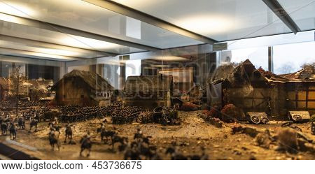 Leipzig, Germany - December 2018: Miniature Of The Battle Of Leipzig Or Battle Of The Nations Inside