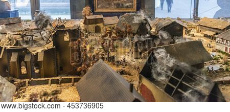 Leipzig, Germany - December 2018: Miniature Of The Battle Of Leipzig Or Battle Of The Nations Inside
