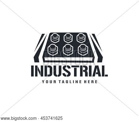 Industrial, Bolts And Nuts, Metal, Logo Design. Screws, Steel, Workshop And Metallurgy, Vector Desig