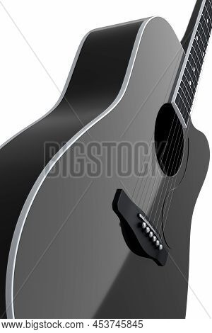 Close-up Of Acoustic Guitar Isolated On White Background.