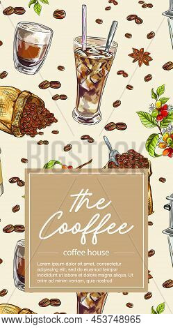 Banners For Advertising Coffee Vector Illustration. Graphic Style Elements: Label, Postcard, Sticker