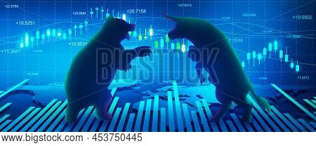 Stock Graph And Chart With Business Candlestick For Investment. Financial Static Analysis With Growi