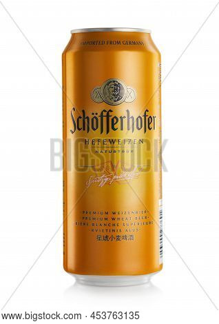 London,uk - March 01,2022: Schofferhofer German Wheat Beer In On White.