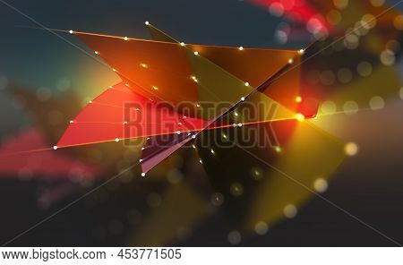 Soaring In Space. An Abstract Feeling Of Flight. Colorful 3d Illustration Of Light Wings