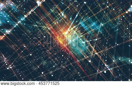 Abstract Tech Background.futuristic Technologies In Global Communication. Geometric Structure Of A Q