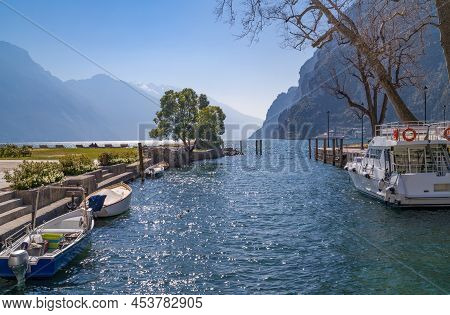 Riva Del Garda, Italy, The Lake Ssen From The Canl On The Side  Of La Rocca (medieval Fortress)