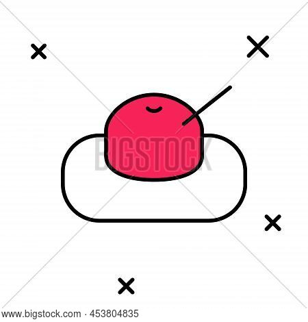 Filled Outline Mochi Icon Isolated On White Background. Japanese Traditional Weet Soft Dessert. Ball