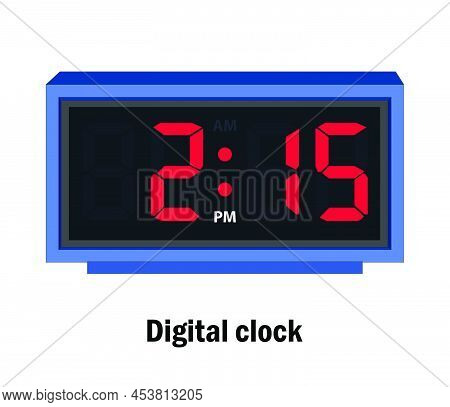 Digital Clock Time. 02.15, P.m Vector. With White Background
