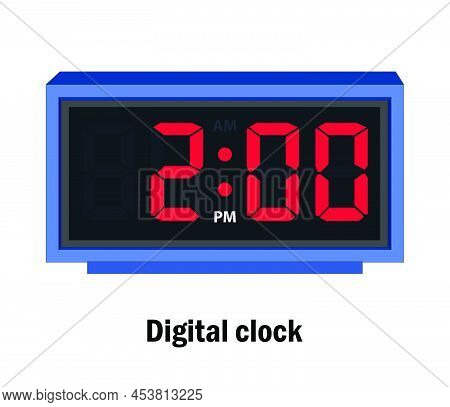 Digital Clock Time. 02.00, A.m Vector. With White Background