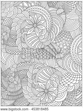 Abstract Coloring Page For Adults. The Anti-strass Coloring For Coloring Book. Vector Illustration.