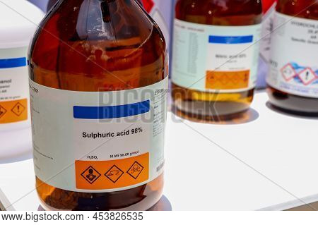 Sulfuric Acid In Bottle, Chemical In The Laboratory And Industry