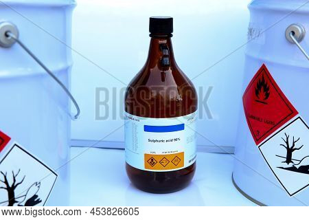 Sulfuric Acid In Bottle, Chemical In The Laboratory And Industry