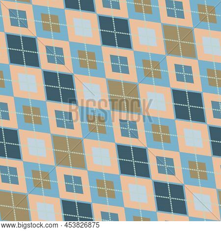 Argyle Pattern Seamless Composed Of Diamonds Of Various Colors. Used In Knitted Garments Such As Swe