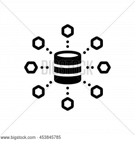 Black Solid Icon For Integrating Integrate Data Allocation Algorithm Database Hosting Integration