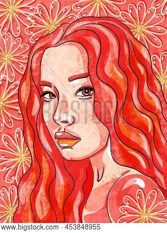 Abstract Modern Woman Portrait. Women Empowerment. Minimalist Female Simple Contemporary Art. Vivid 