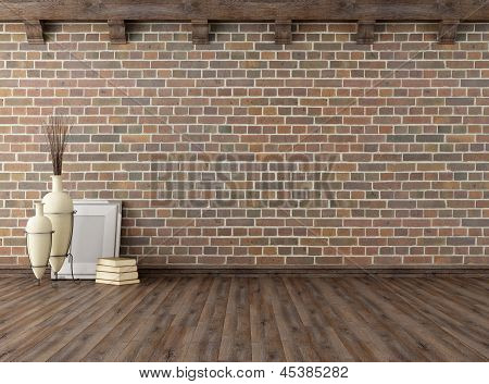 Vuoto interiore Vintage con muro di mattoni