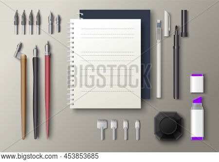 Set Of Tools For Hand Lettering And Calligraphy