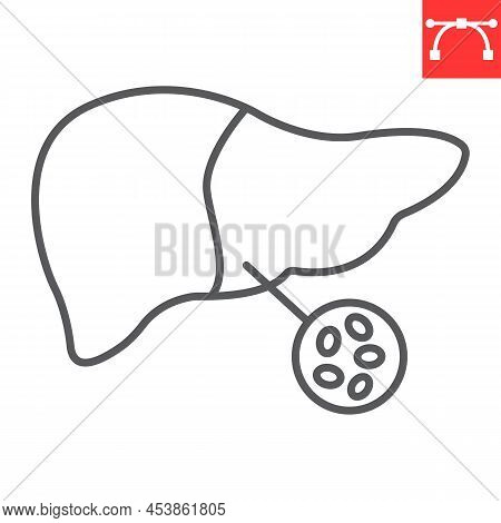 Fatty Liver Line Icon, Unhealthy And Disease, Liver Vector Icon, Vector Graphics, Editable Stroke Ou
