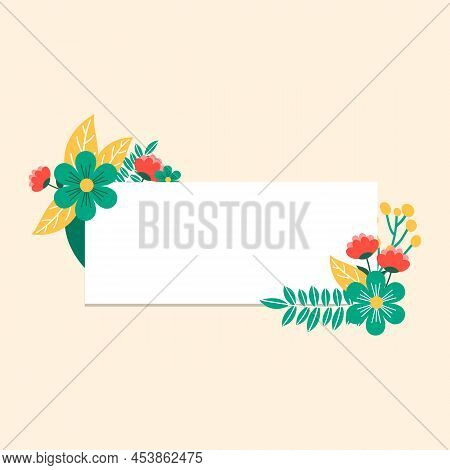 Floral Greeting Card With Flowers On Yellow Background