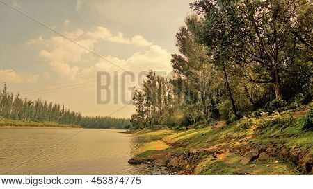 Beautiful Landscape View Of Sandynulla Lake From Pine Forest, Ooty, Tamilnadu, India.