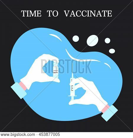 Vector Illustration Hand Syringe Coronavirus Vaccine Bottle Immunization Vaccination Calendar Vaccin