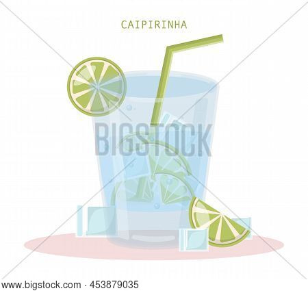 Caipirinha. Brazil Cocktail With Cachaca, Sugar, And Lime. Alcohol Drink
