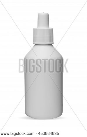 Mock Up Plastic Bottle For Hydrogen Peroxide Isolated On White Background With Copy Space, Medicine 