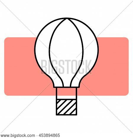Hot Air Balloon Icon In Flat Style. Line Art. Vector Illustration. Stock Image.