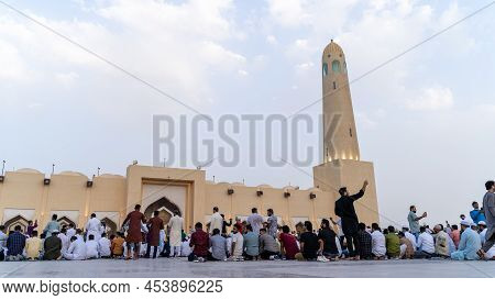 Doha, Qatar- May 02,2022 : People Attending Eid Prayer At Abdual Wahab Masjid In Qatar