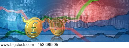 Bullish Gbp Stopped By Bearish Chf. Foreign Exchange Market 3d Illustration Of British Pound To Swis