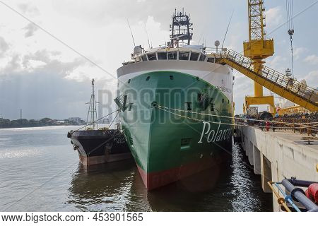 Sembawang, Singapore - March 7 2013: Seismic Survey Vessel Polarcus Nadia Alongside In Sembawang Shi