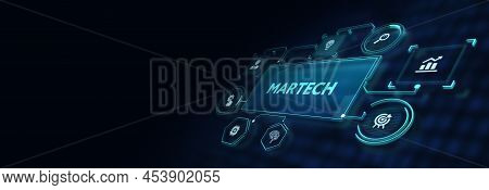 Martech Marketing Technology Concept On Virtual Screen Interface. Business, Technology, Internet And
